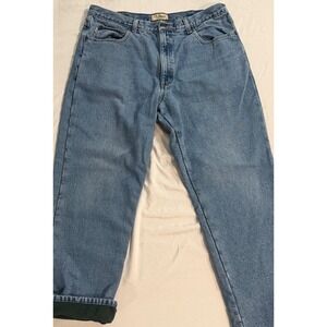 LL Bean Classic Fit Fleece Lined Jeans Mens 38x29 Blue Denim 162343